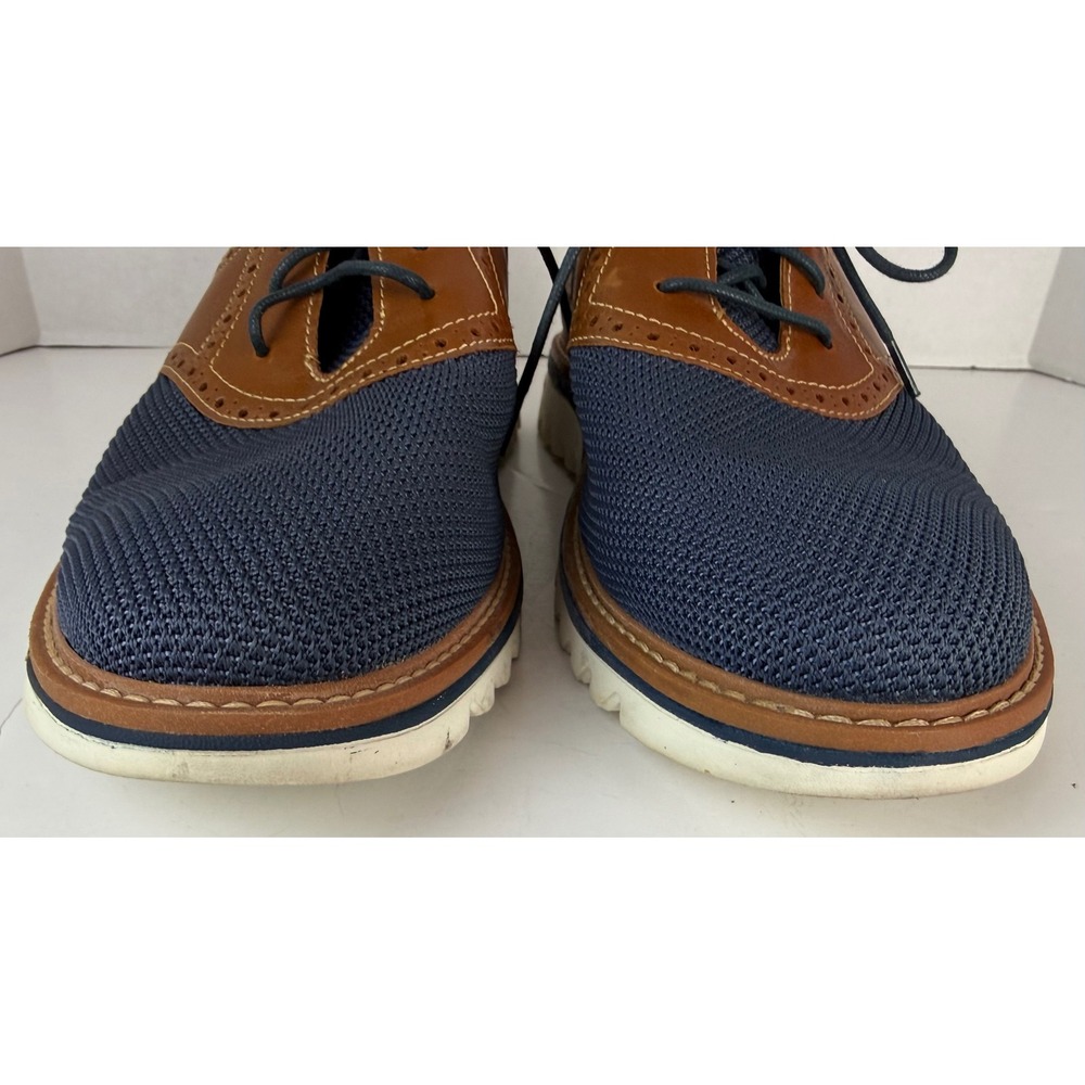 JOHNSTON & MURPHY Braydon Knit Saddle Dress Sneakers Mens Sz 11M Navy/Tan Preppy - Picture 6 of 12